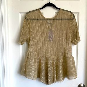 Boohoo Shimmer Peplum/Smock Top - GOLD